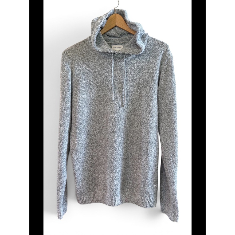 Men's Gray Frank And Oak Boucle Textured Hooded Pullover Sweater M Cozy Warm
